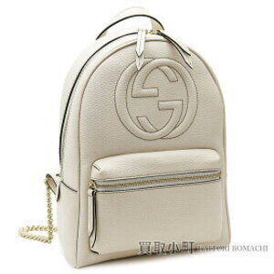 Gucci Soho Backpack White Leather Interlocking GG Chain Backpack Daypack